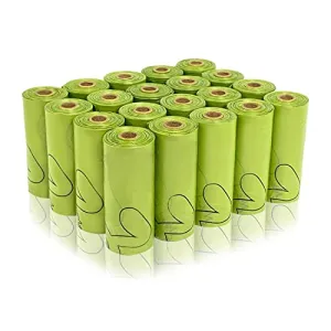 AiTodos® 300pcs Poop Bags, Sturdy and Leak Proof, Poop Bags for Dogs Easy to Carry, Dog Poop Bags Rolls for Outdoor Walks, Mixed PET, Polyethylene(PET)   Corn Starch-Dog Poop Bags-12.5*9 inches, Green