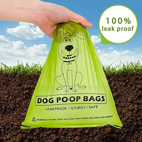 AiTodos® 300pcs Poop Bags, Sturdy and Leak Proof, Poop Bags for Dogs Easy to Carry, Dog Poop Bags Rolls for Outdoor Walks, Mixed PET, Polyethylene(PET)   Corn Starch-Dog Poop Bags-12.5*9 inches, Green