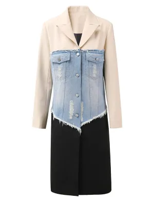 Alexa Denim Color-block Blazer