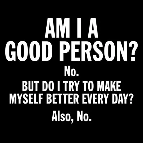 Am I A Good Person? No. But Do I Try To Make Myself Better Every Day? Also, No.