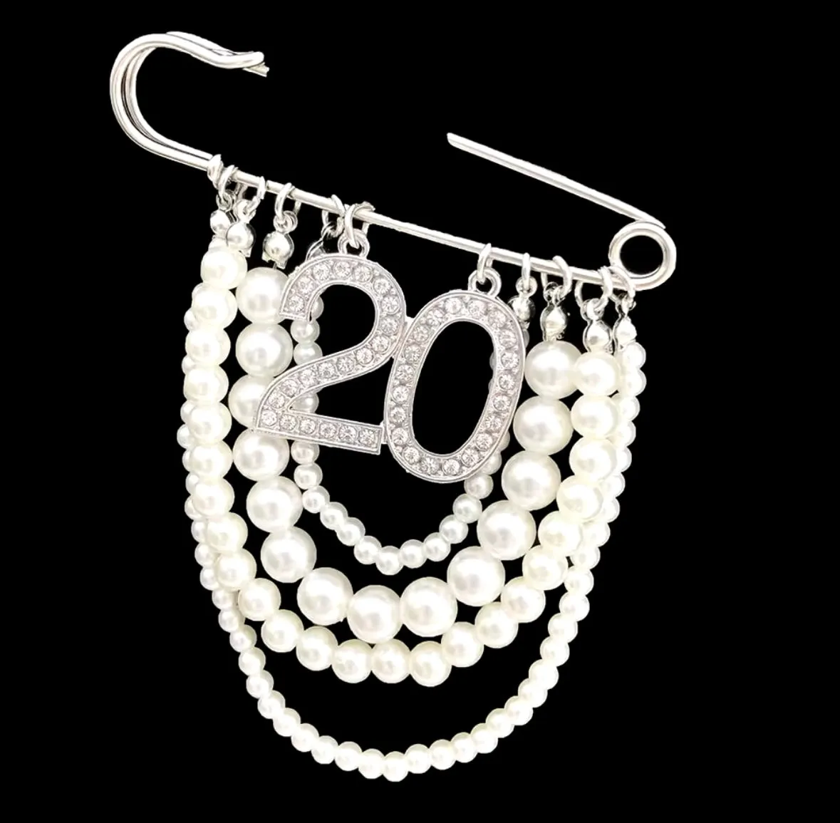 Blinging Pearl Blossom Brooch