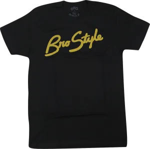 Bro Style Script T-Shirt - Size: SMALL Black