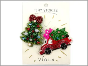 Christmas Tree and Truck Seed Bead Pins, Great for Backpacks, Hats, Jackets, Etc.