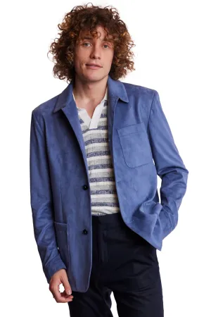 City 3 Patch Pocket Jacket - slim - Blue Mercury Microsuede