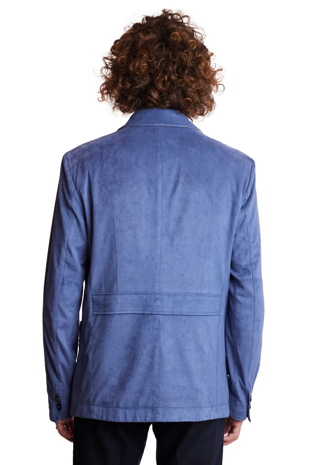 City 3 Patch Pocket Jacket - slim - Blue Mercury Microsuede