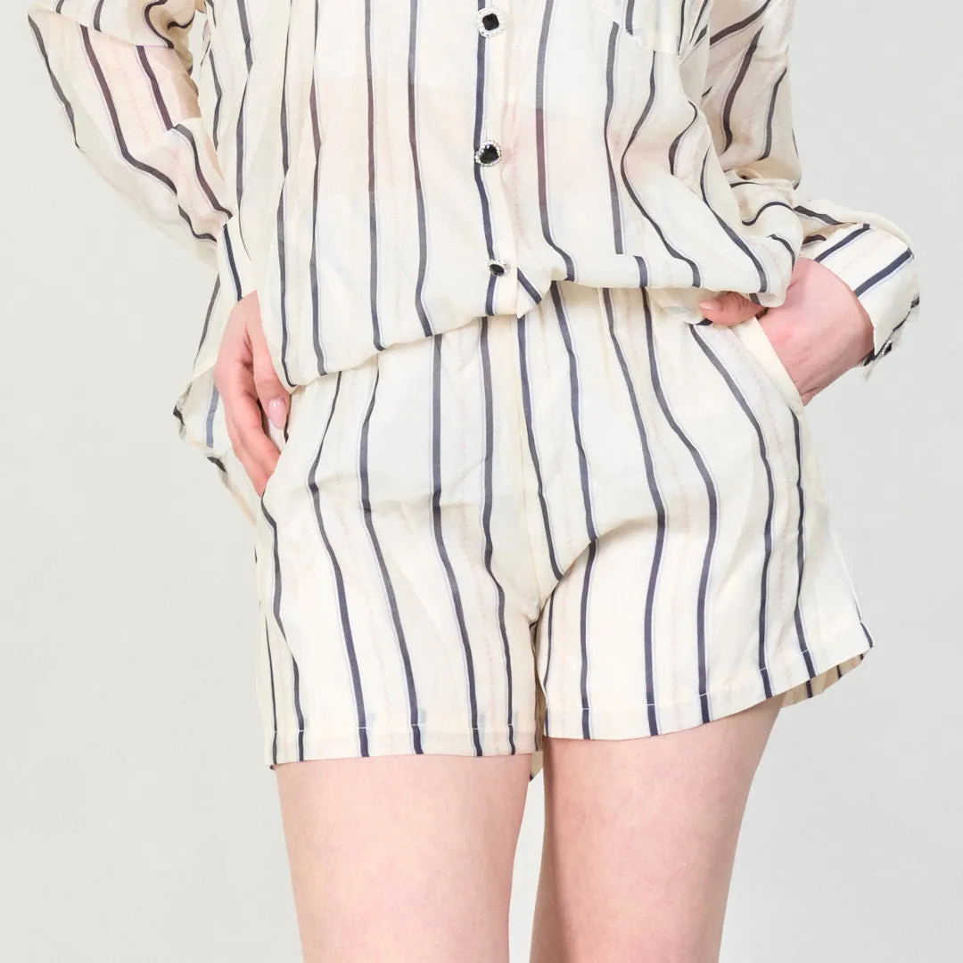 Classic striped shirt and shorts set wholesale