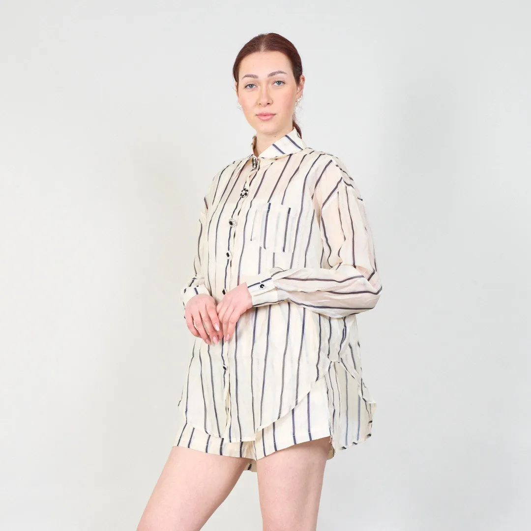 Classic striped shirt and shorts set wholesale