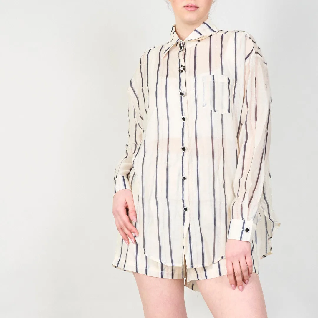 Classic striped shirt and shorts set wholesale