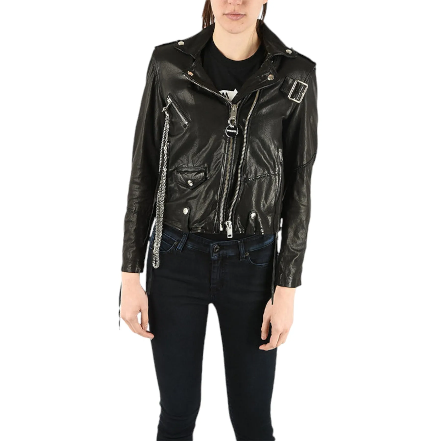 DIESEL L TERRY B Womens Jackets Biker Stylish Leather Coats Casual Racer Jackets