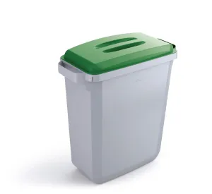 Durable DURABIN Grey Rectangular Recycling Bin   Green Lid | Food Safe | 60L