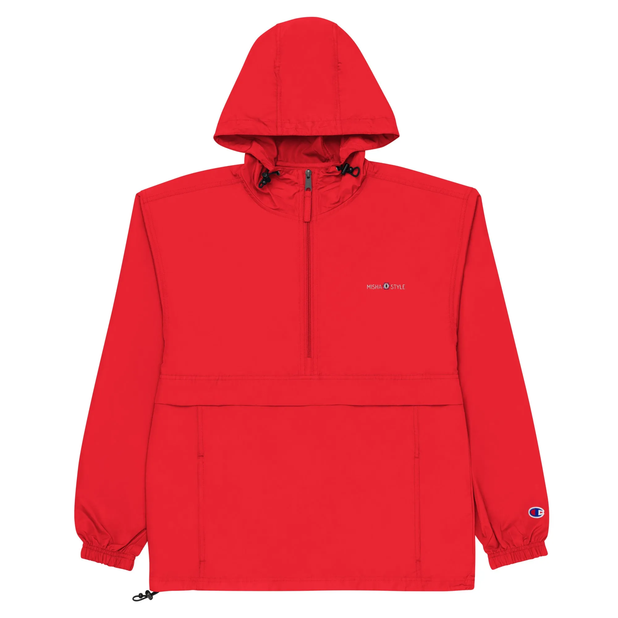 Embroidered Champion Packable Women Jacket - Red