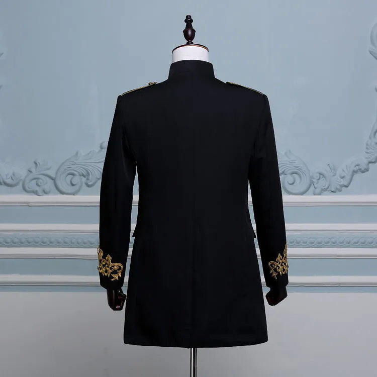 England Style with Chic Button Strap Design Men Costume Blazer