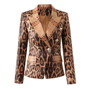 Foxy Leather Animal Print Blazer