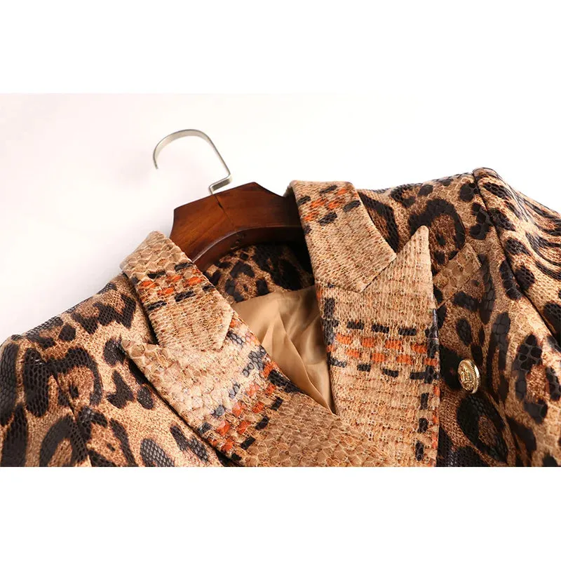 Foxy Leather Animal Print Blazer