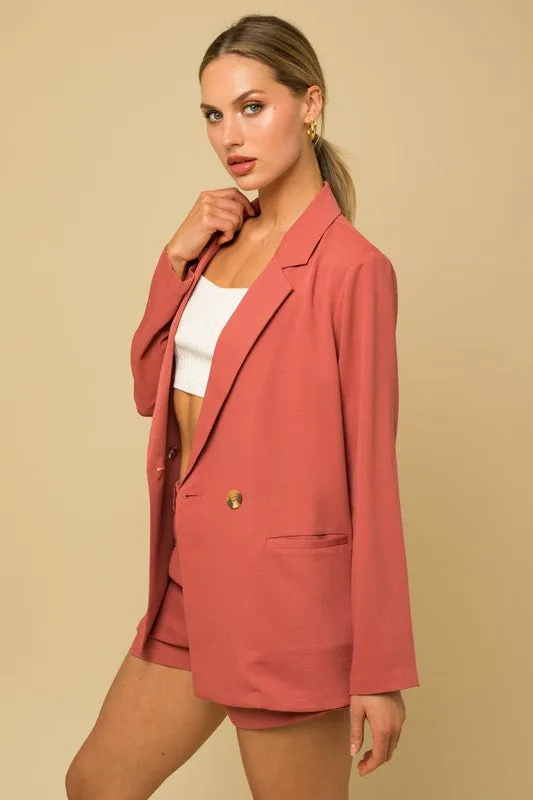 Gilli Double Breasted Blazer in Coral