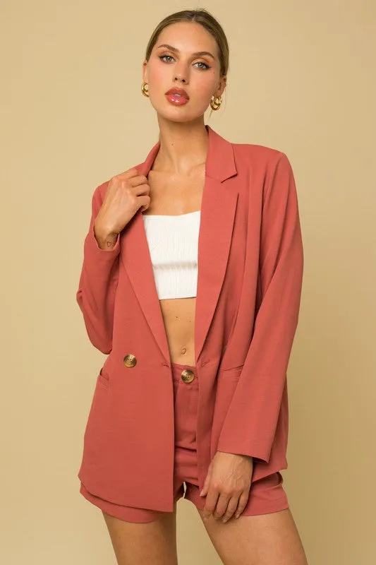 Gilli Double Breasted Blazer in Coral