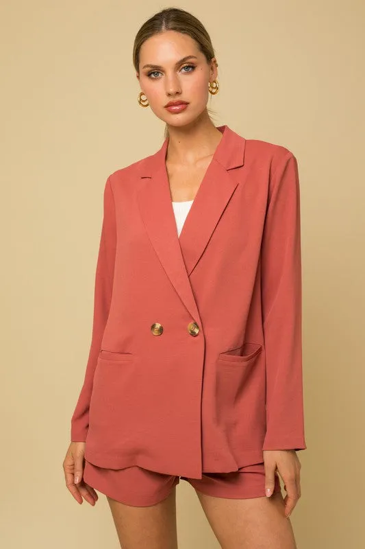 Gilli Double Breasted Blazer in Coral