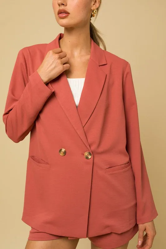 Gilli Double Breasted Blazer in Coral