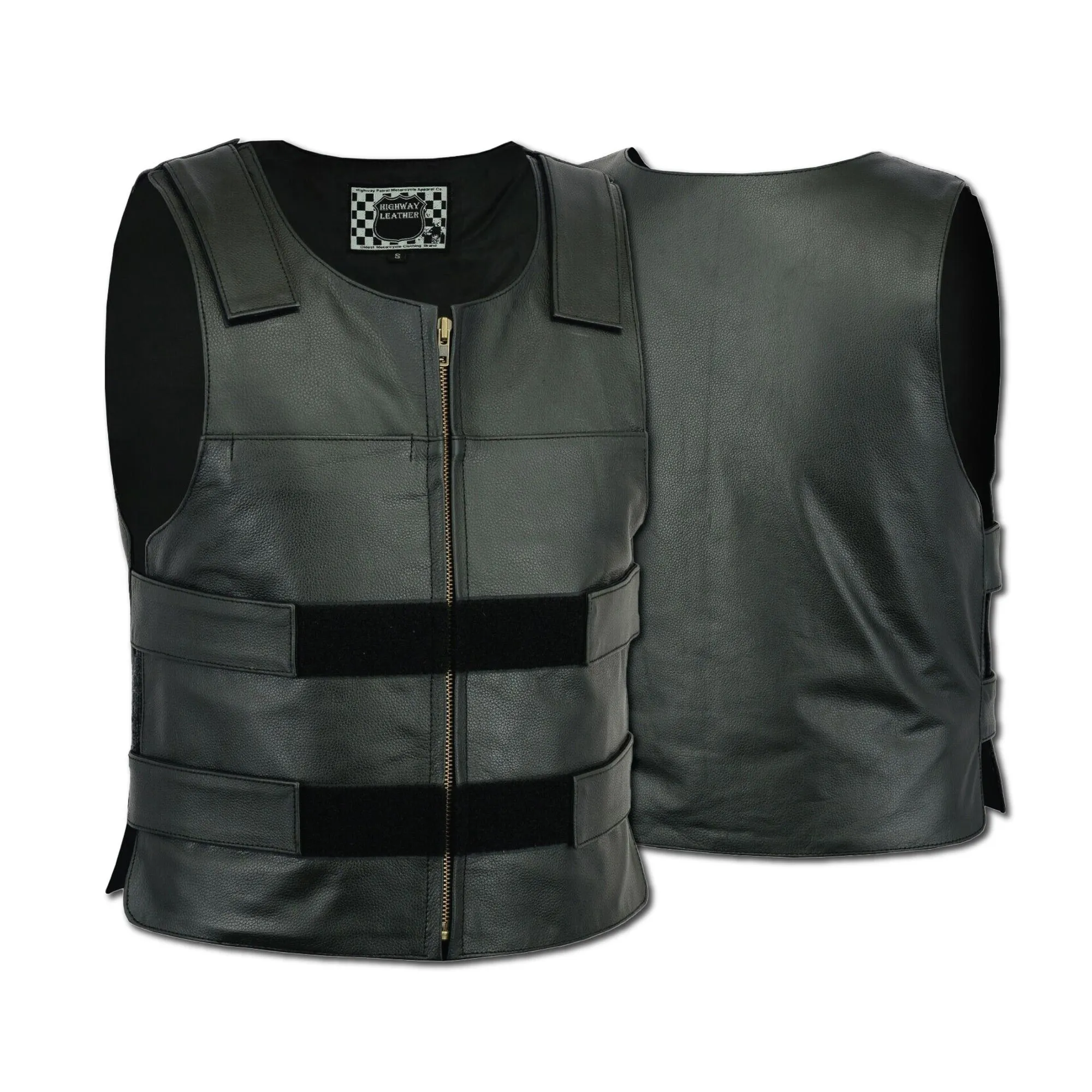 HL11643Black Men Bullet Proof style Leather Motorcycle Vest for bikers Club Tactical Vest