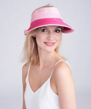 Hot Pink Two Tone Straw Sun Visor