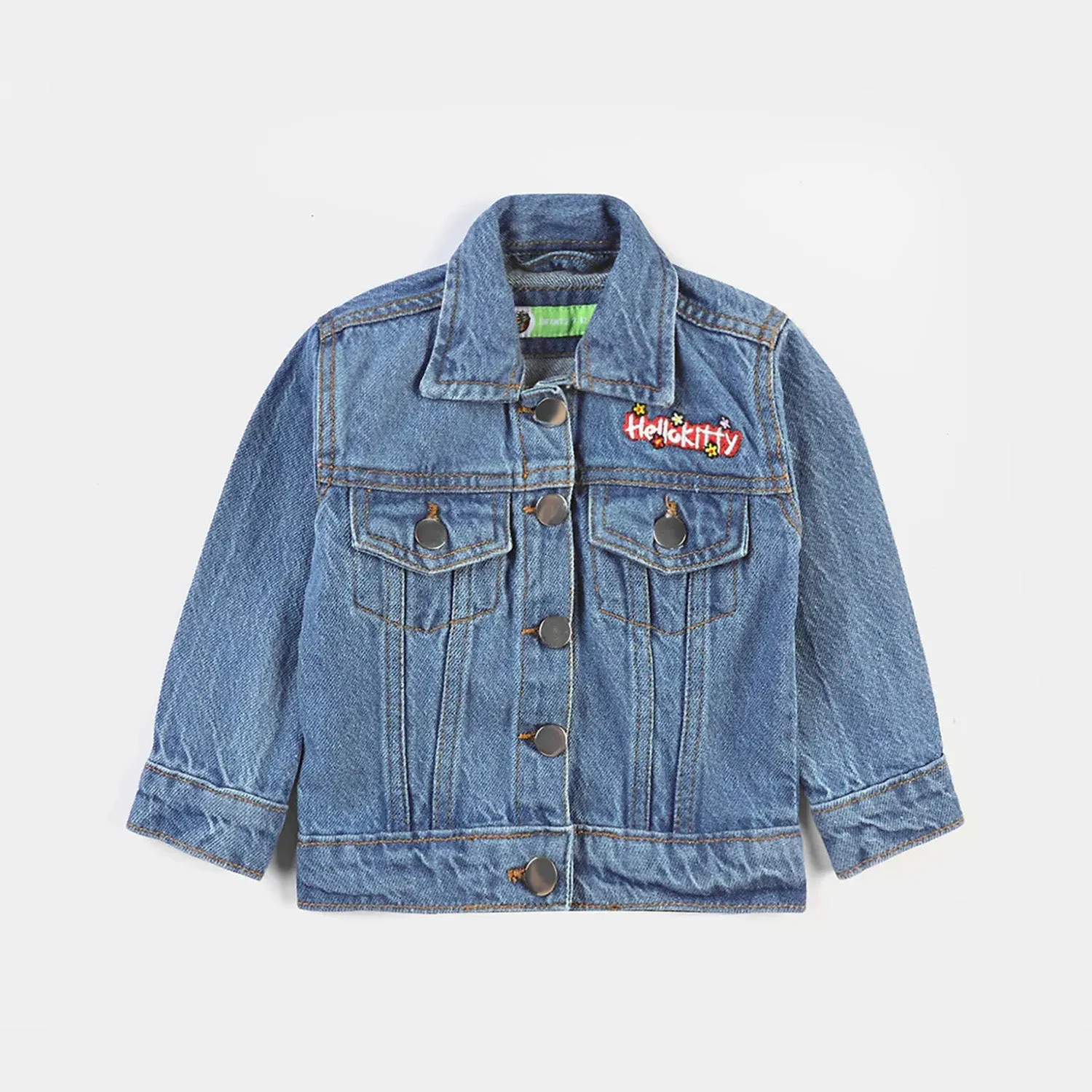 Infant Girls Denim rigid Woven Jacket-Mid Blue