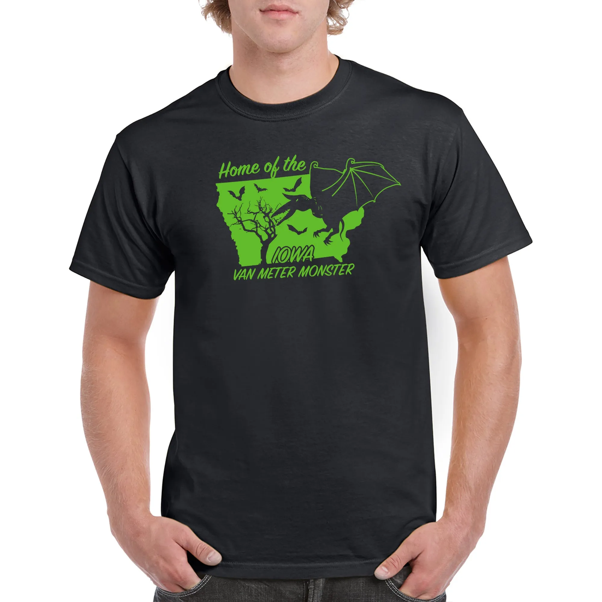 Iowa Van Meter Monster Cryptid T-Shirt - Black