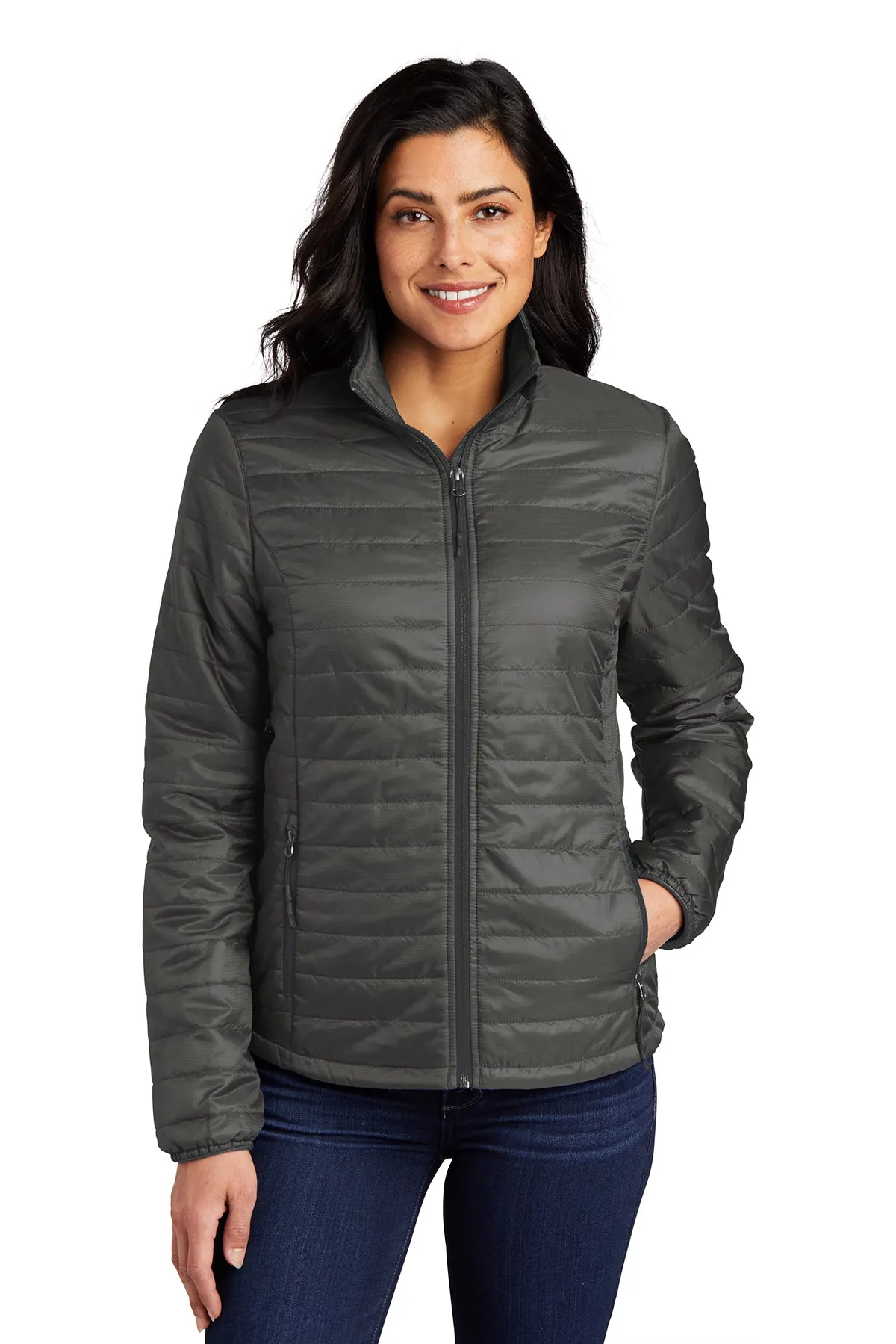 Ladies Port Authority Puffy Packable Jacket - Sterling Grey/Graphite