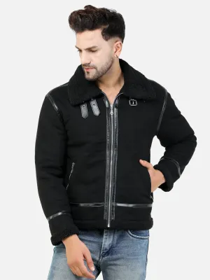 Men's Regular Fit Suede leather Black Jacket