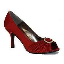 Mid Heel Evening Peep Toe Circle Diamante Lunar Sienna Burgundy