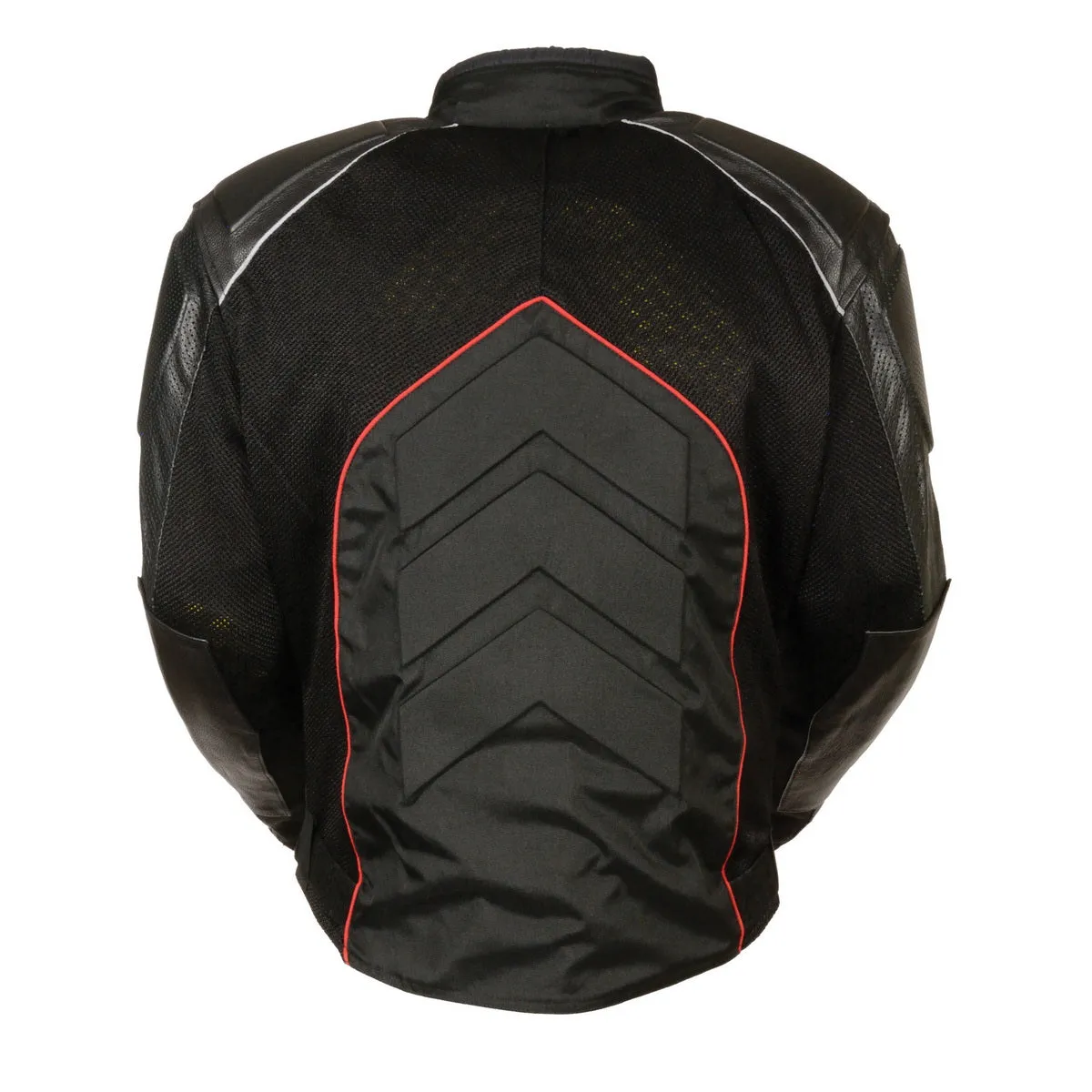 NexGen SH2153 Men's Combo Black and Red CE Armored Leather and Textile with Mesh Motorcycle Jacket