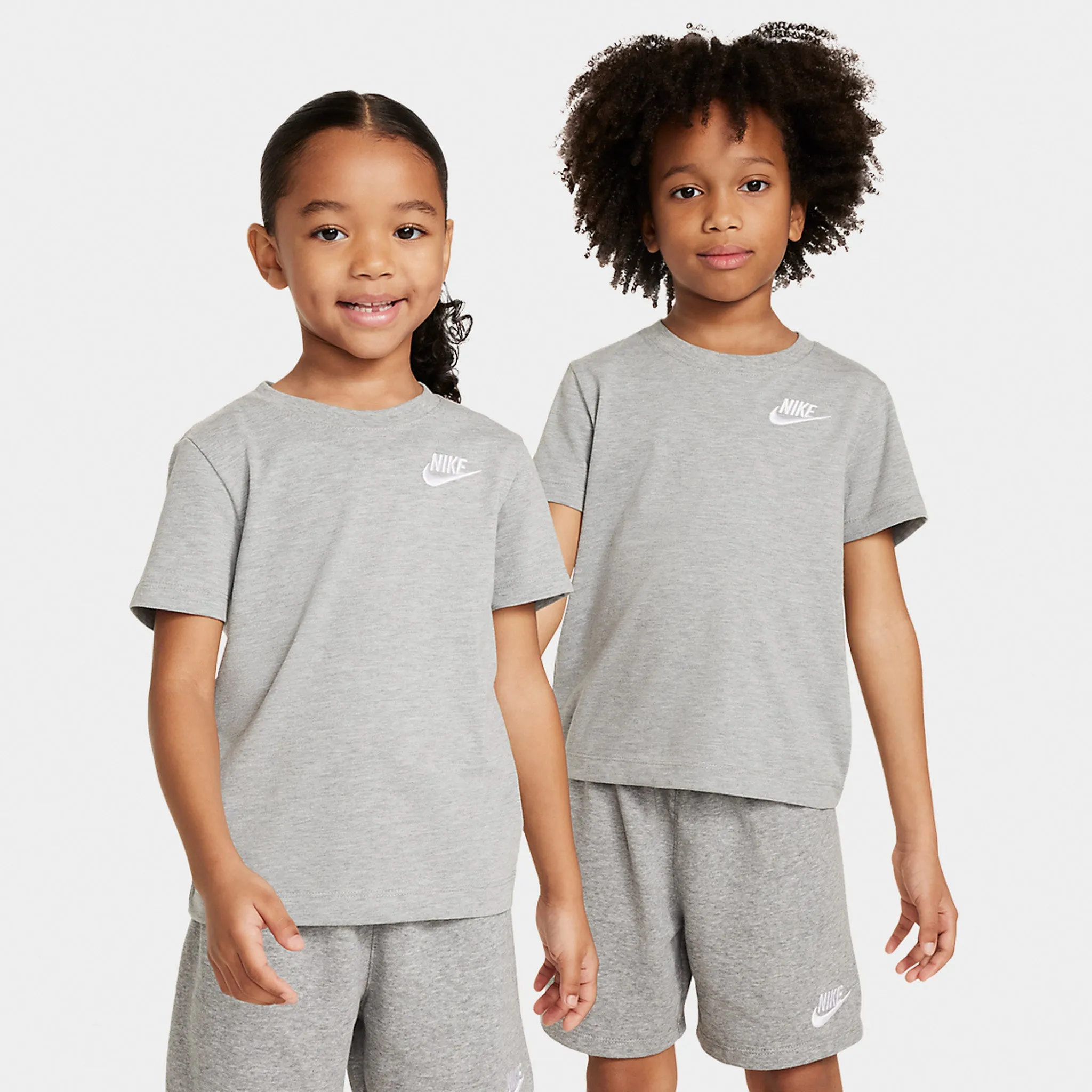 NIKE SPORTSWEAR JUNIORS' CLUB KNIT SHORT SET/ DARK HEATHER GREY