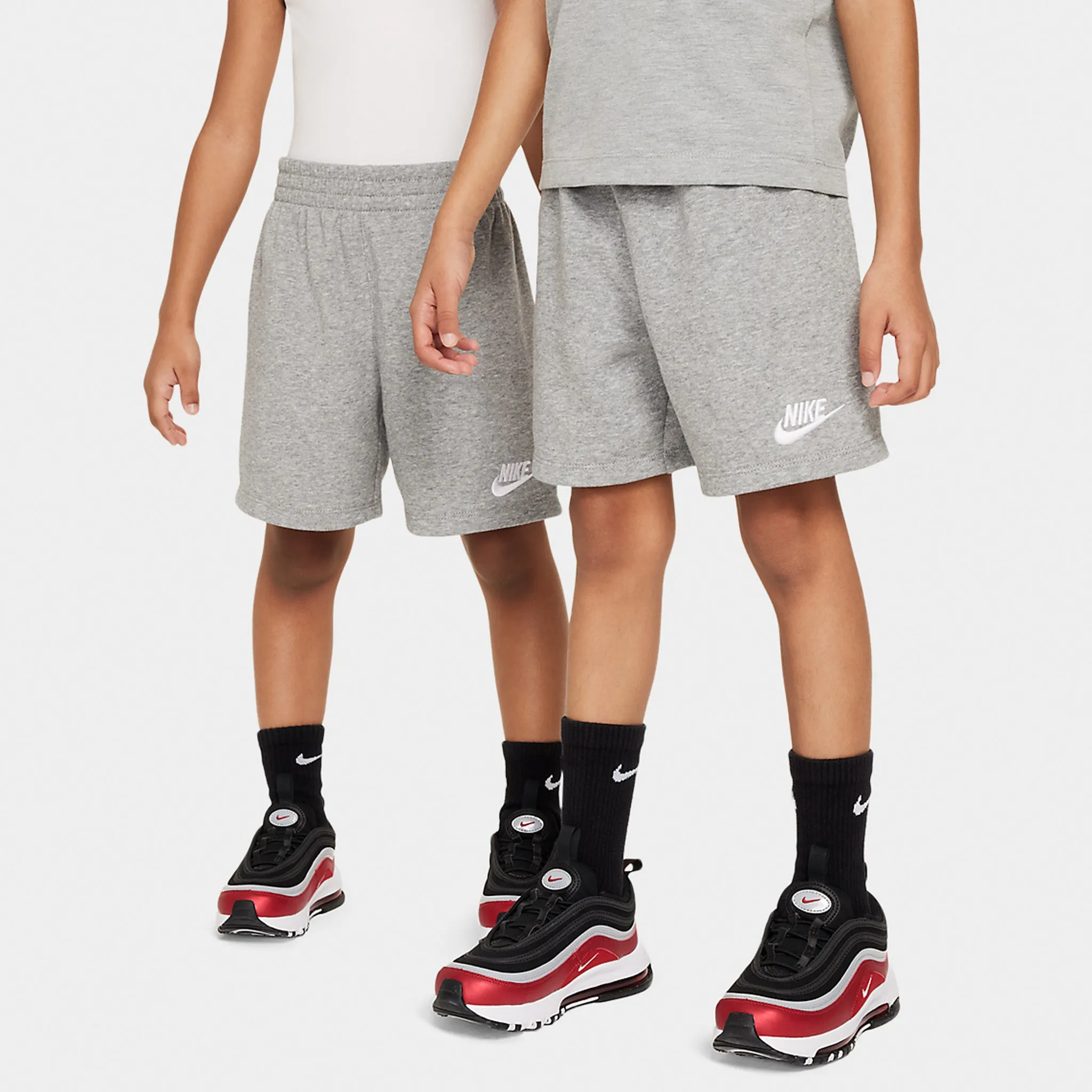 NIKE SPORTSWEAR JUNIORS' CLUB KNIT SHORT SET/ DARK HEATHER GREY