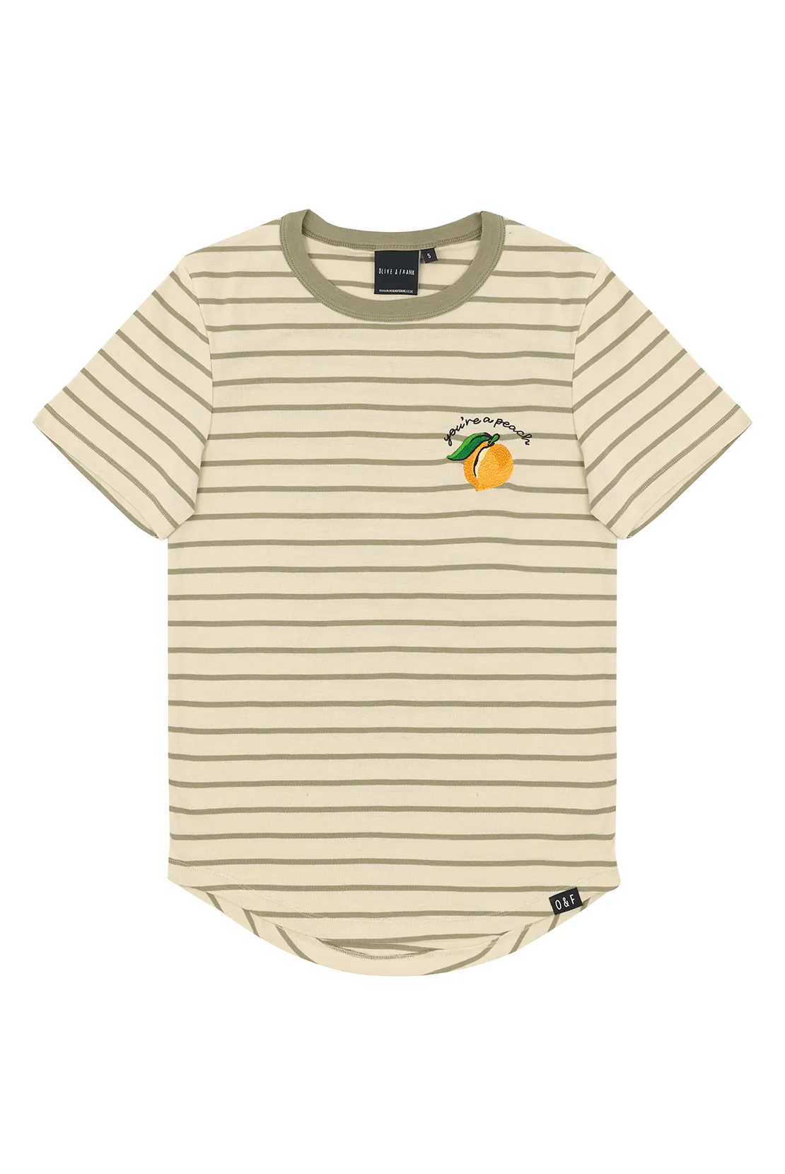 O&F You're a Peach Embroidered Short Sleeve Breton Tee