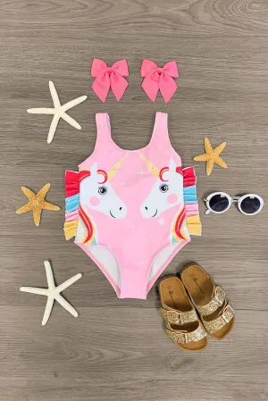 Pink Seeing Double Unicorn One Piece Swimsuit