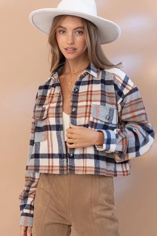 Plaid Crop Shirt Jacket