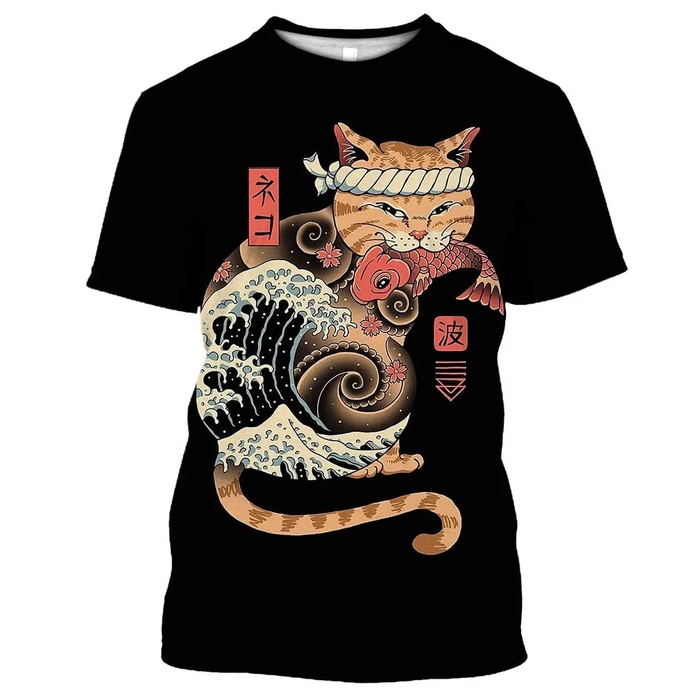 Samurai Dog Cat and More Japanese Irezumi Style T-Shirts