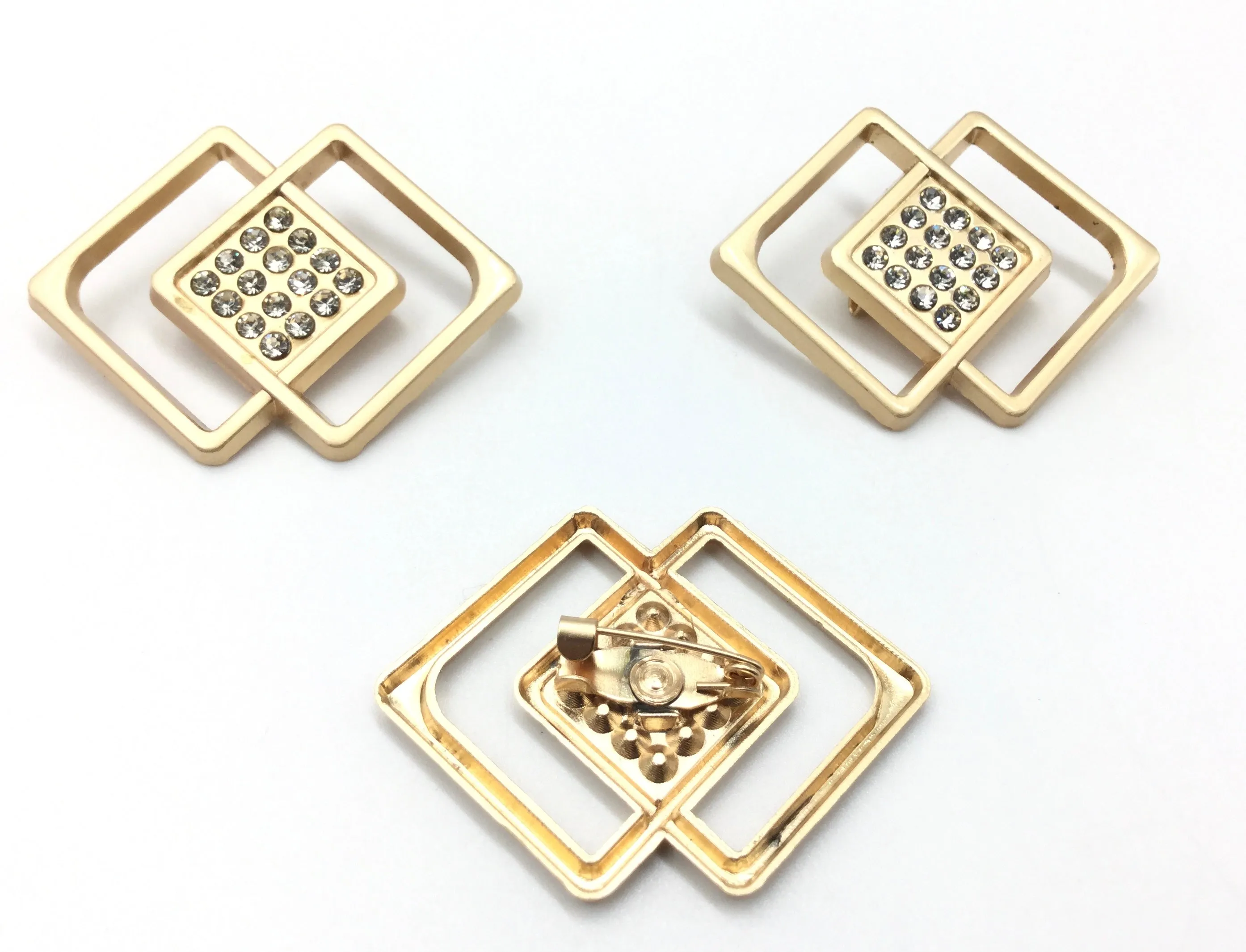 Sand Golden Square Shape Clip Cufflinks