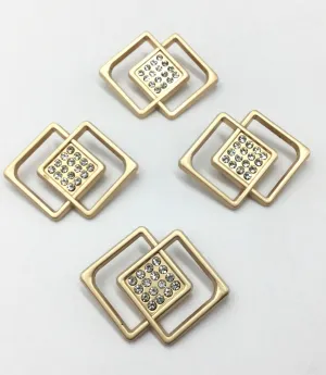 Sand Golden Square Shape Clip Cufflinks