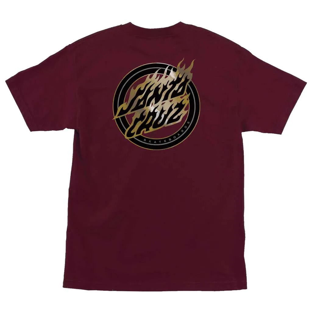 Santa Cruz Holo Flame Dot S/S Tee - Burgundy