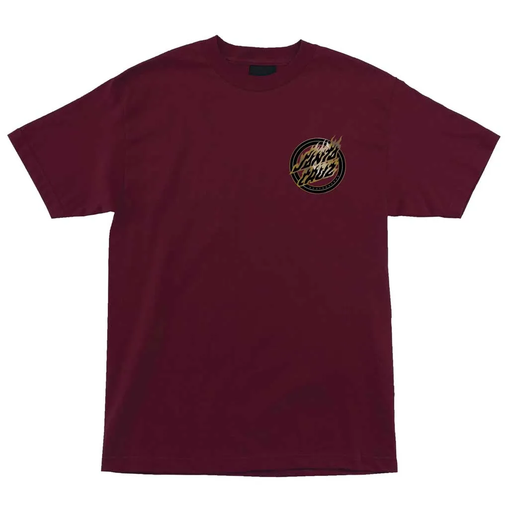 Santa Cruz Holo Flame Dot S/S Tee - Burgundy