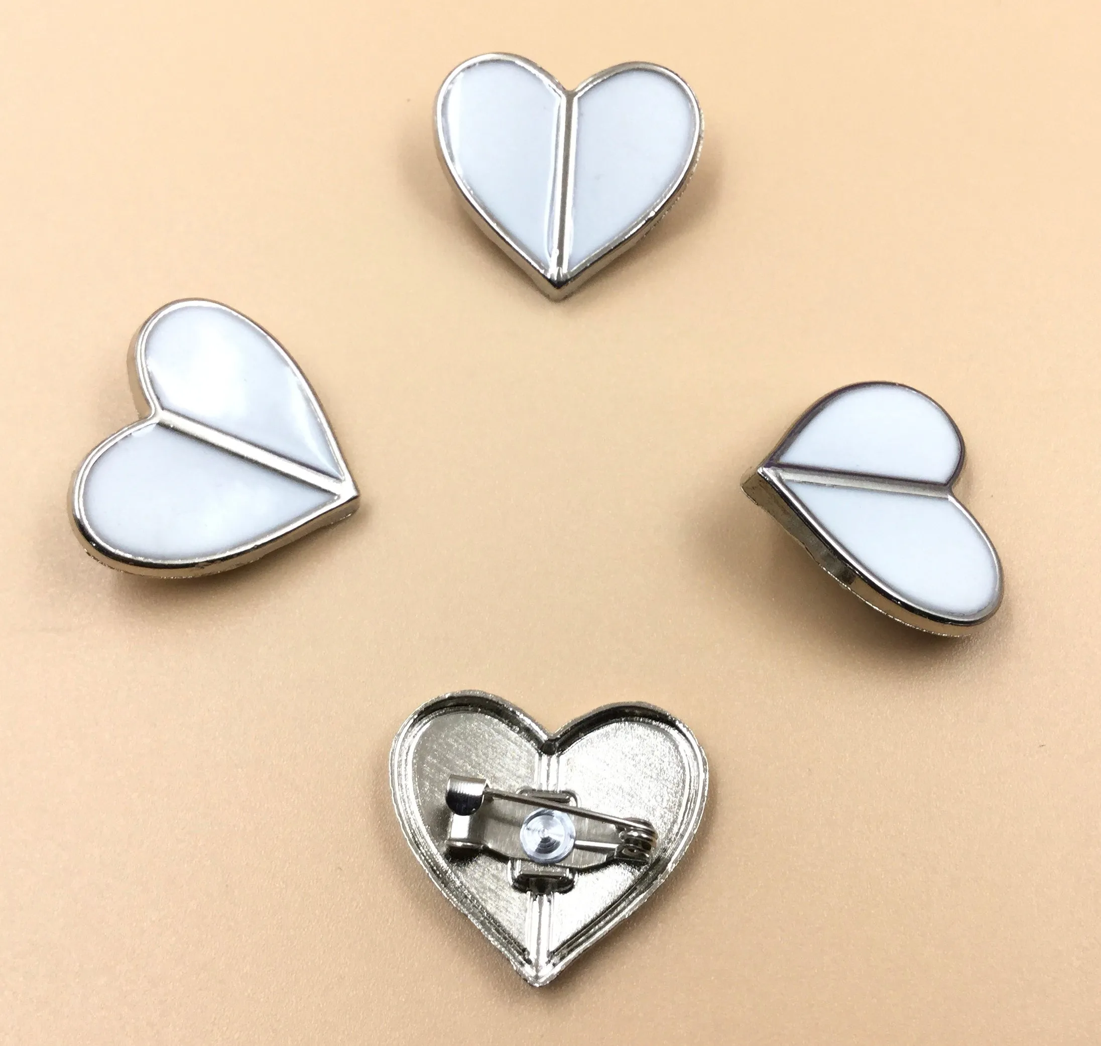 Silver & White Heart Shape Clip Cufflinks