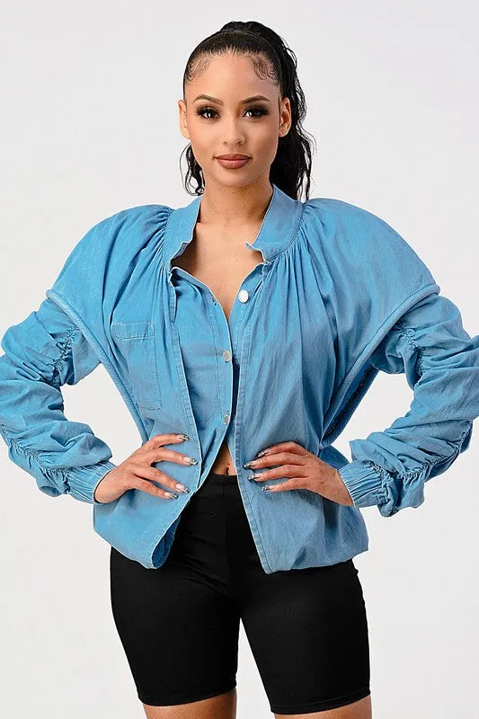 Sky High Style: The Puffed Denim Jacket