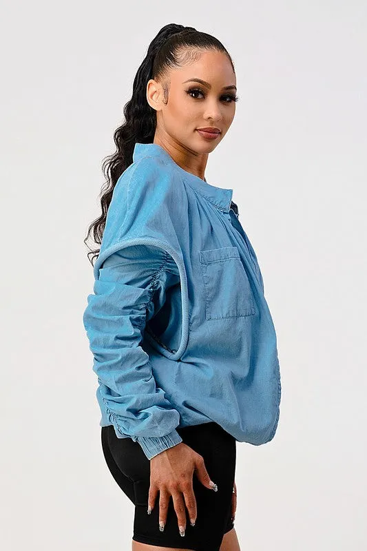 Sky High Style: The Puffed Denim Jacket