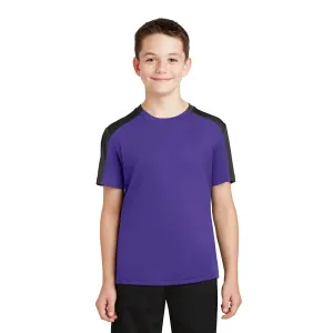 Sport-Tek Youth Purple/Black PosiCharge Competitor Sleeve-Blocked Tee