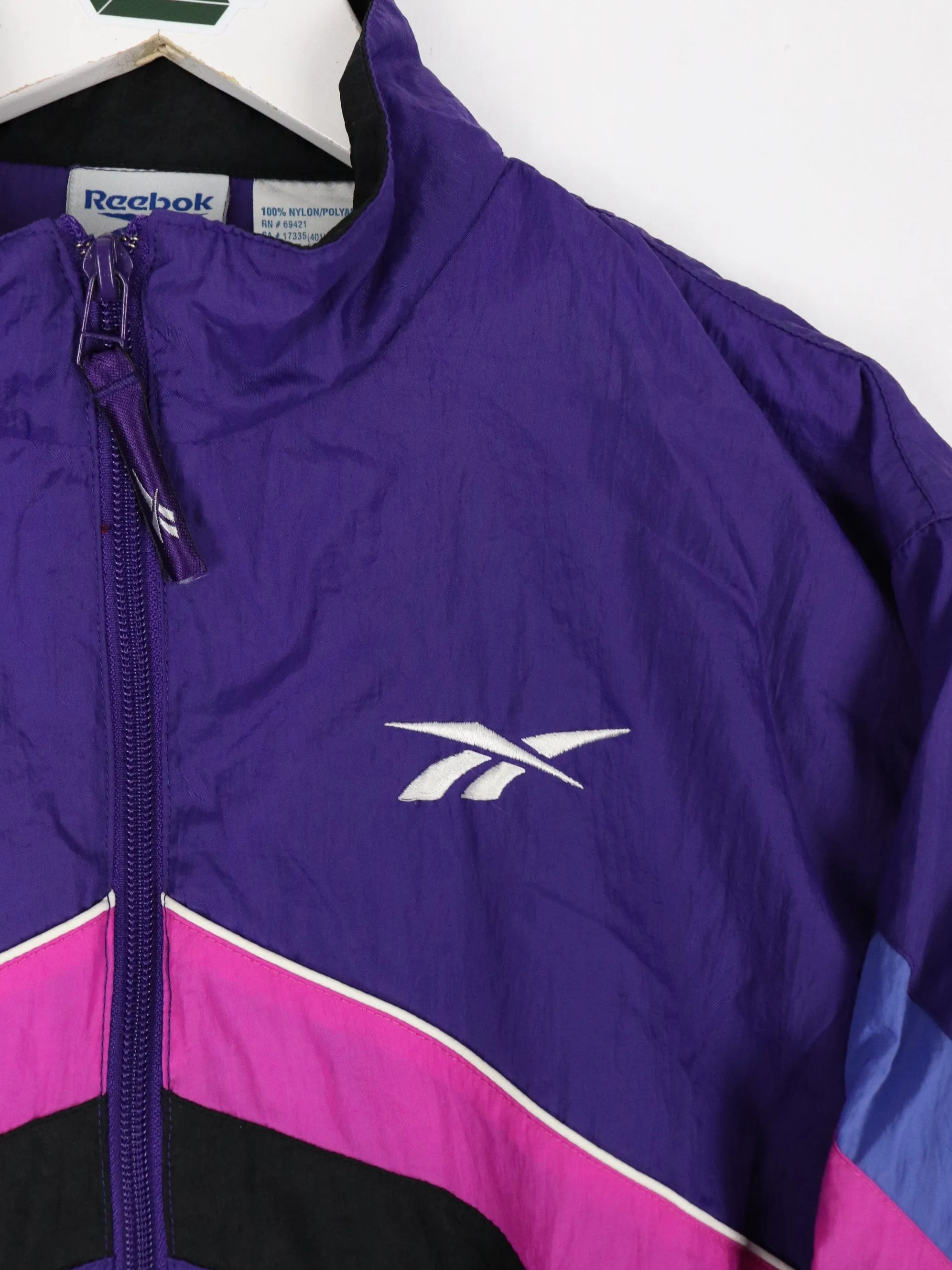 Vintage Reebok Windbreaker Womens Large Purple Jacket Y2K