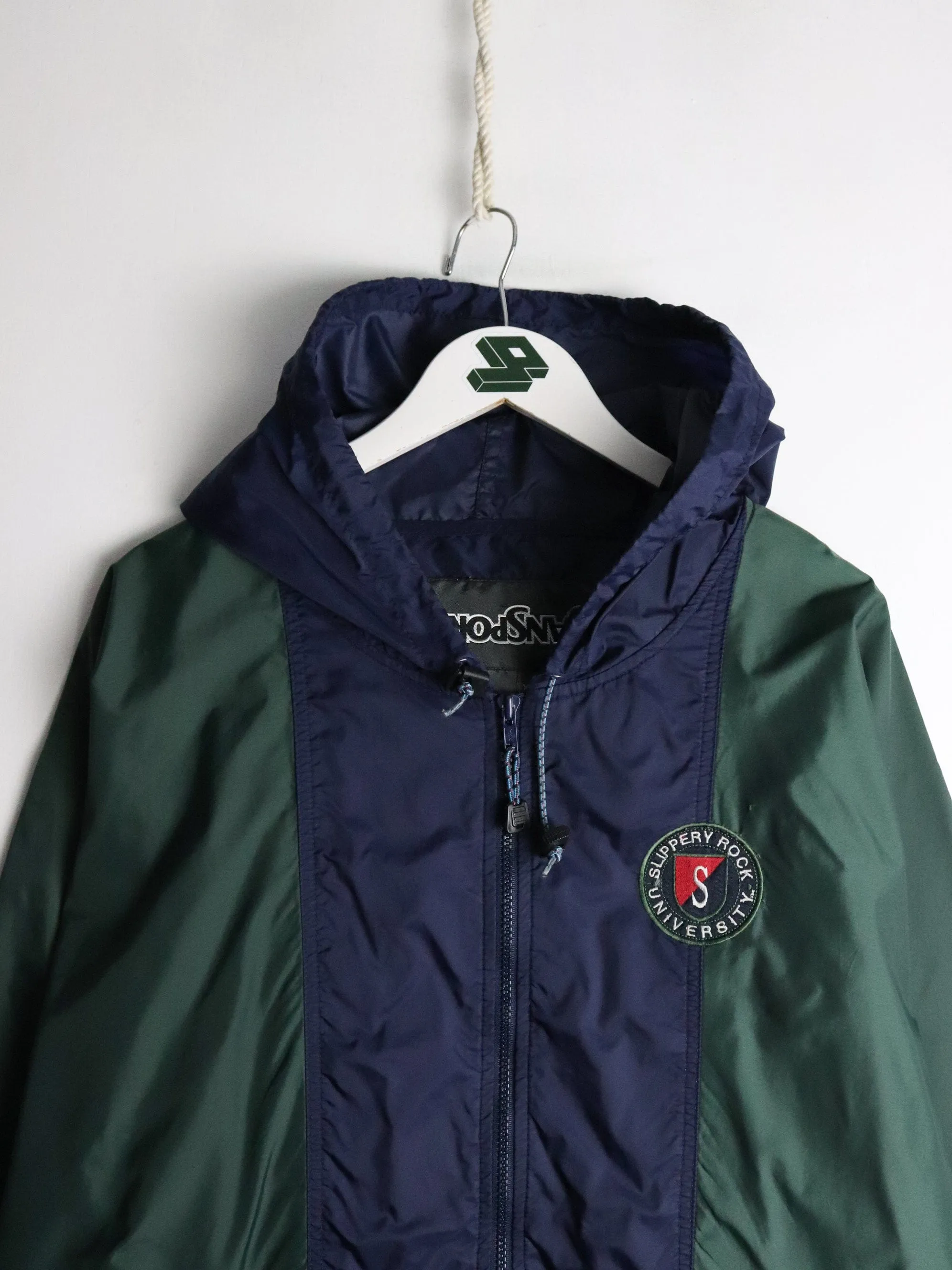 Vintage Slippery Rock University Windbreaker Mens XL Blue Anorak