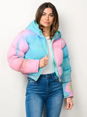 Women's Long Sleeve Zip Up Puffer Crop Hooded Jacket