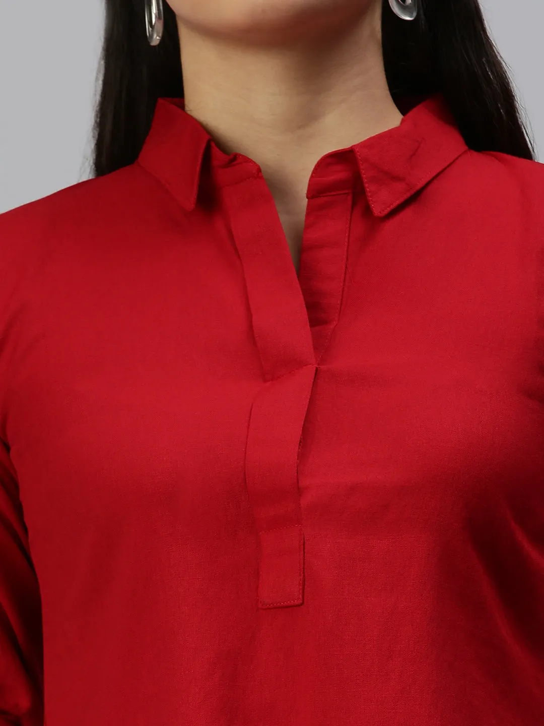 Women's Red Solid Shirt